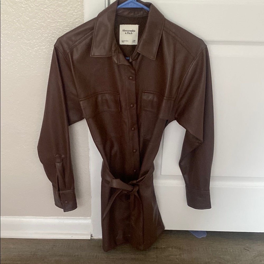Abercrombie & Fitch Chocolate Faux Leather Shirt Dress
